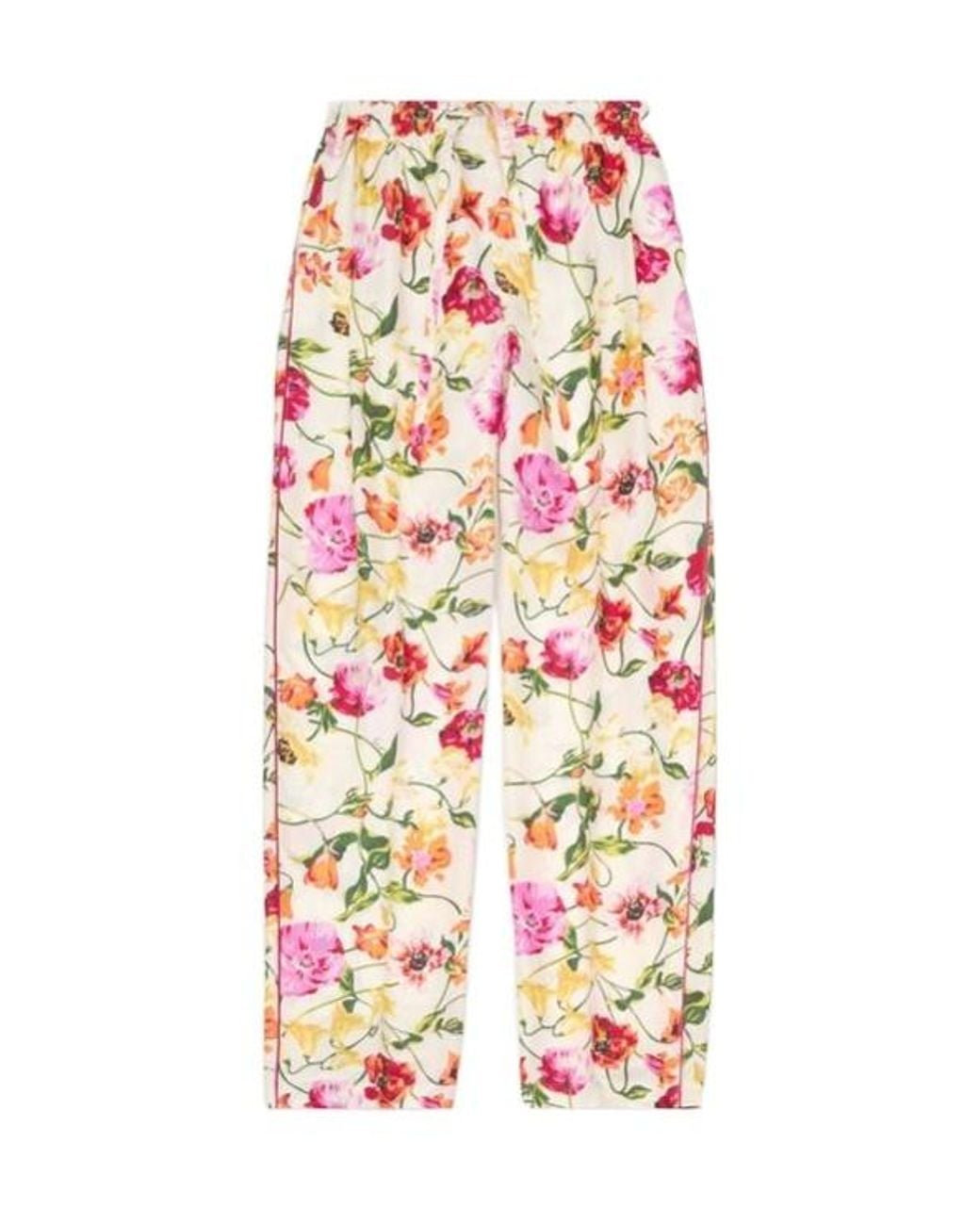KENZO White Floral Print Drawstring Pants