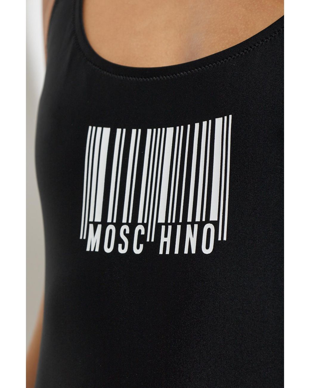 Moschino Black Logo Printed One-Piece Swimsuit