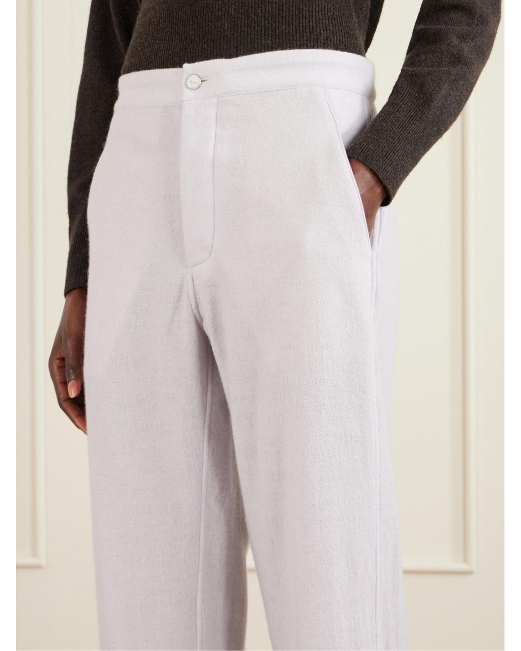 God's True Cashmere White Cashmere Wide-Leg Pajamas Pants