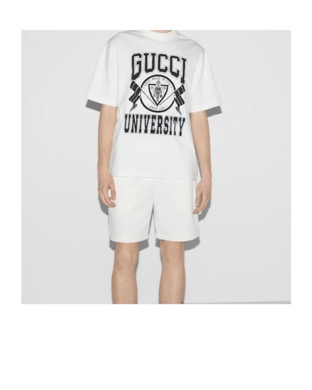 Gucci White Logo Printed Crewneck T-Shirt for men