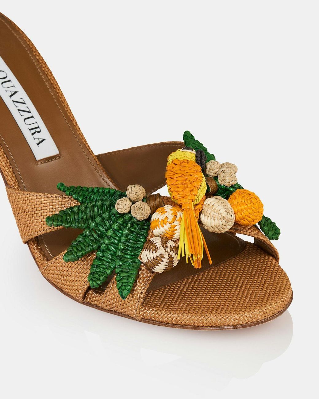 Aquazzura Metallic Birdsong Embellished Woven Mules