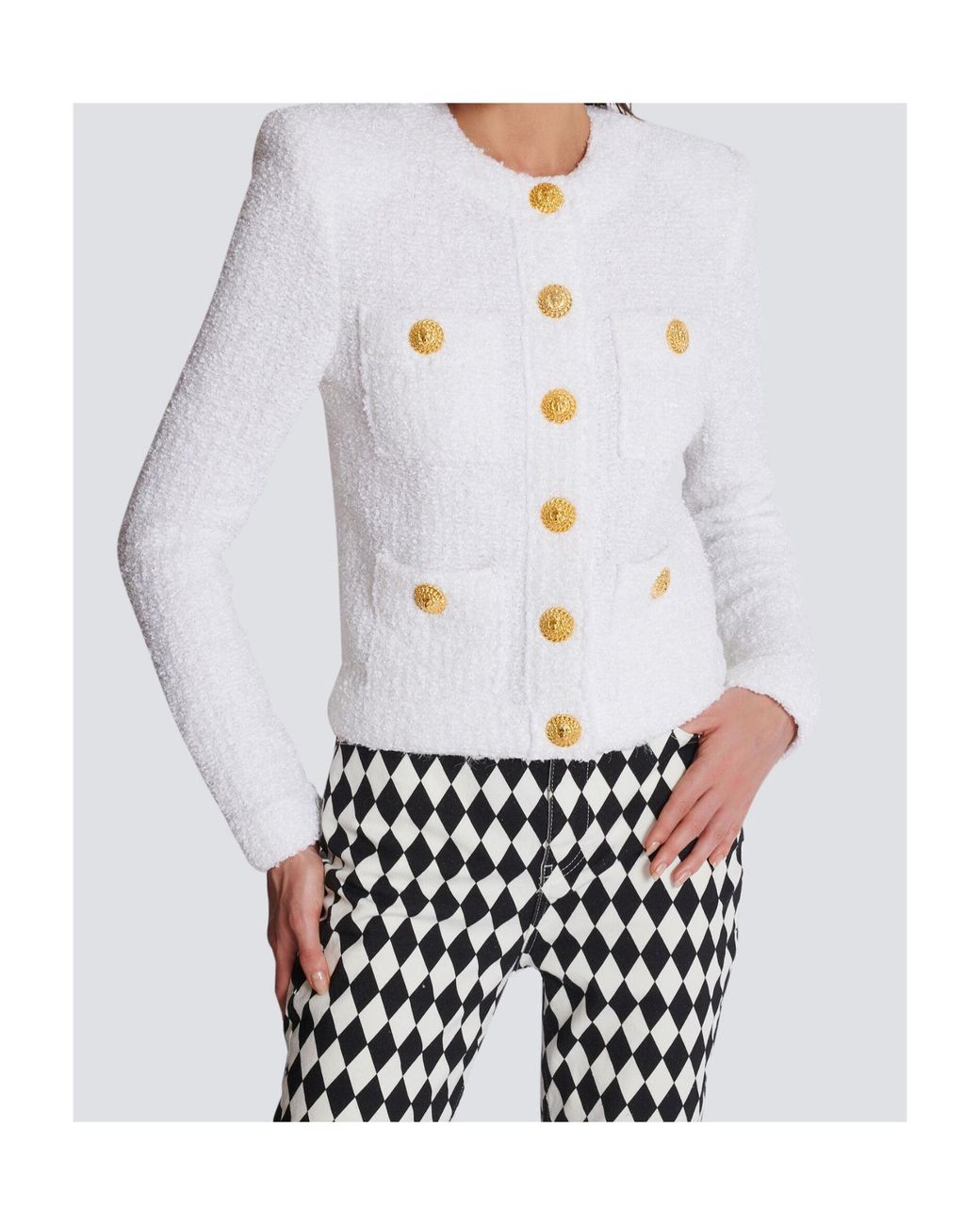 Balmain White Tweed Jackets