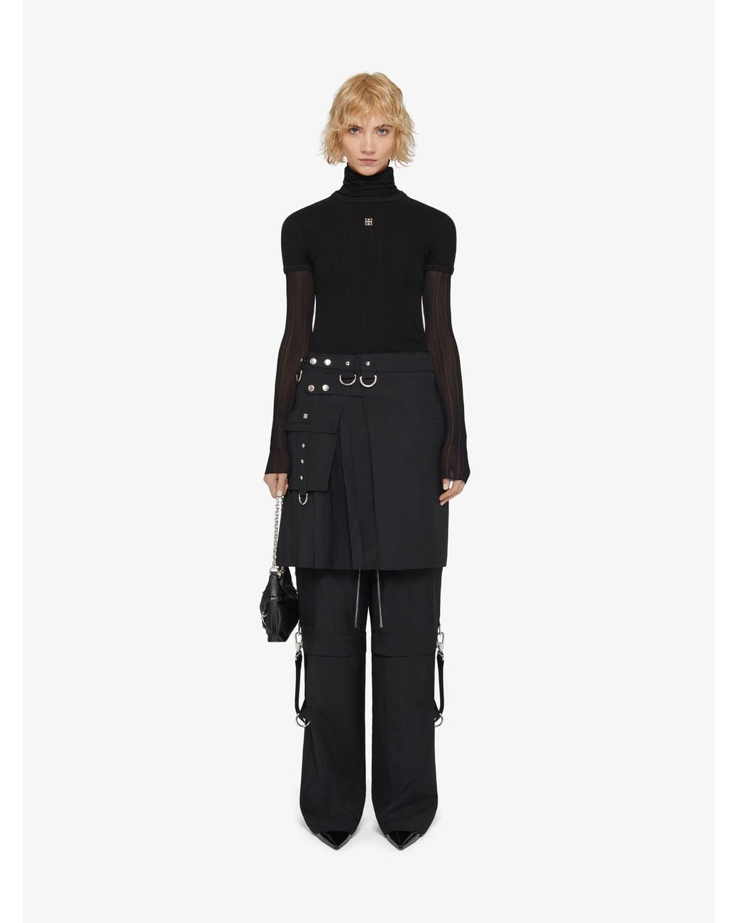 Givenchy Black High-Waisted Pleated Kilt Skirt