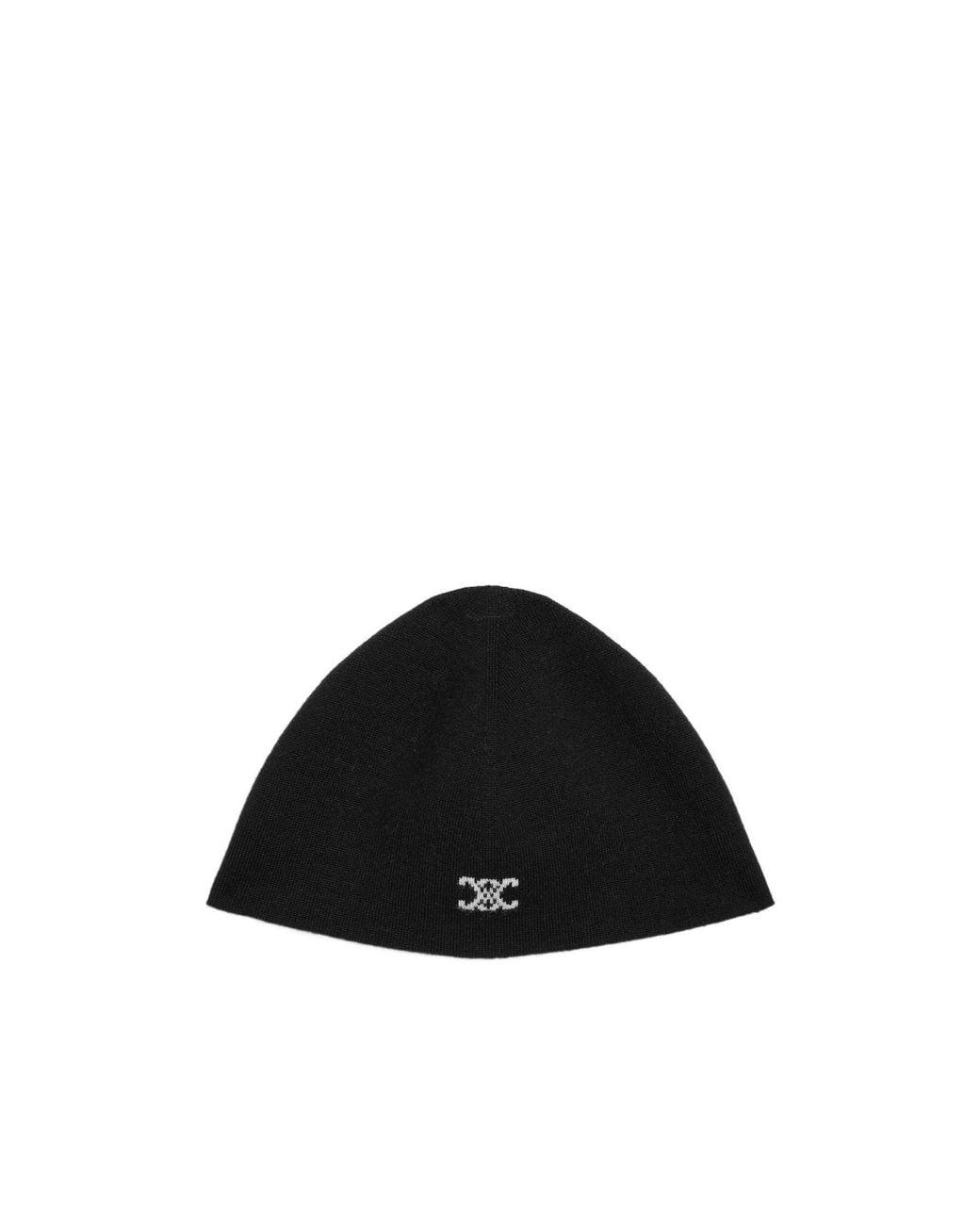 Céline Black Wool Knit Hat for men