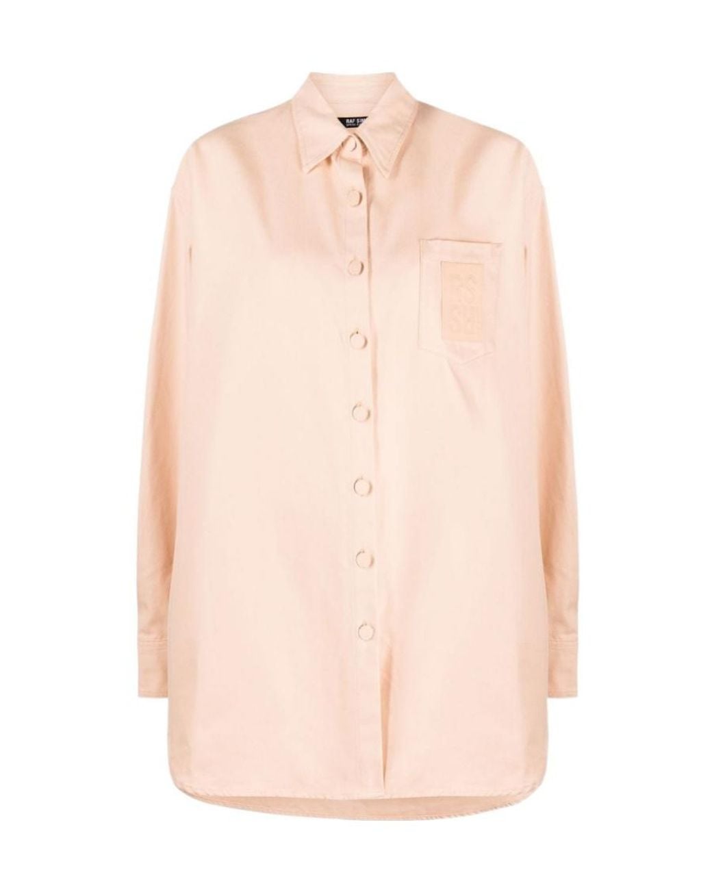 Raf Simons Pink Logo-Patch Oversized Shirt