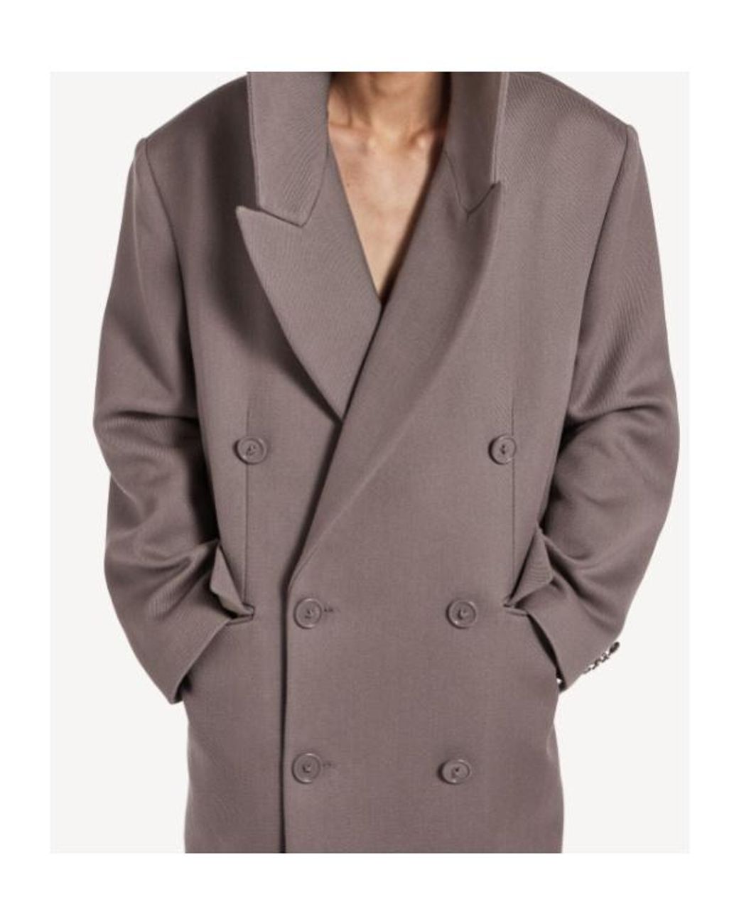 Balenciaga Brown Hooded Double-Breasted Coat for men