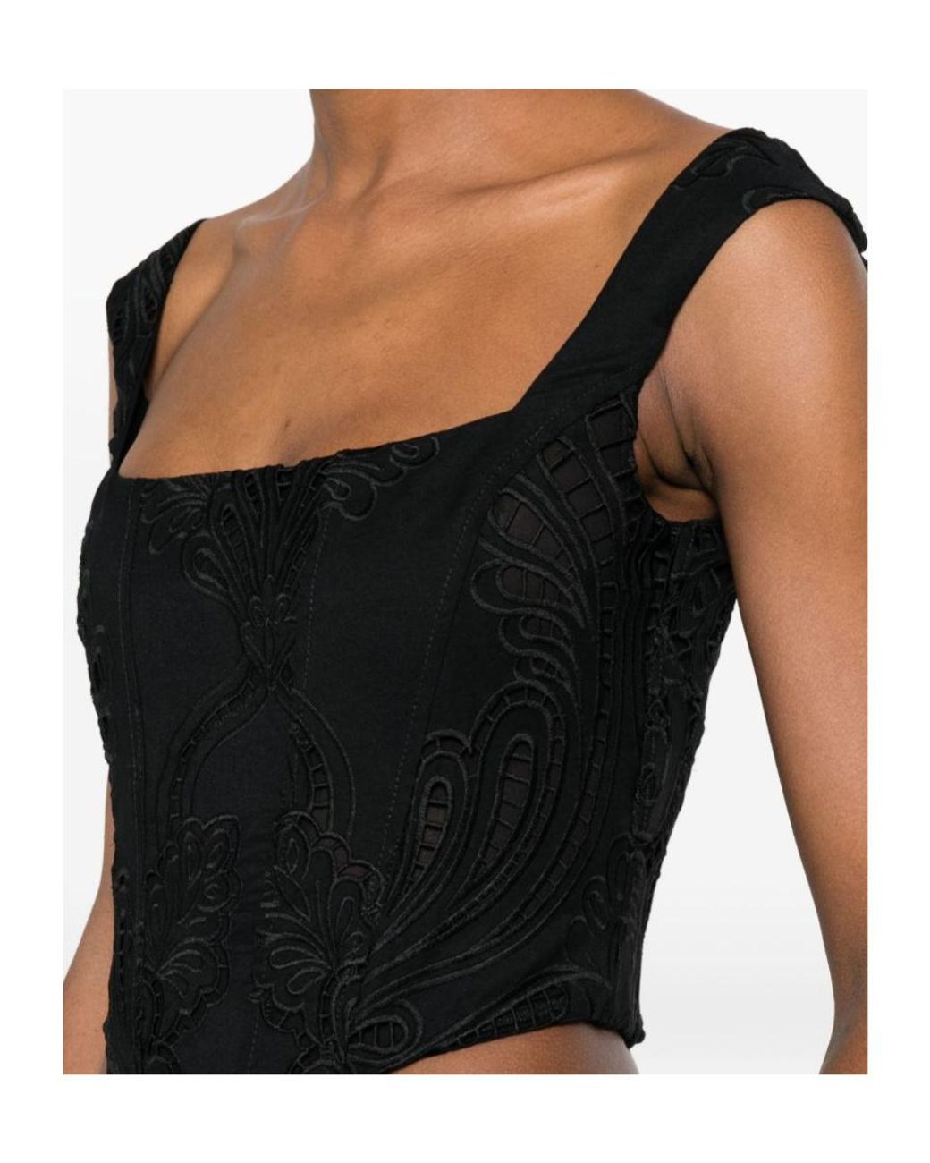 GIUSEPPE DI MORABITO Black Embroidered Corset Top