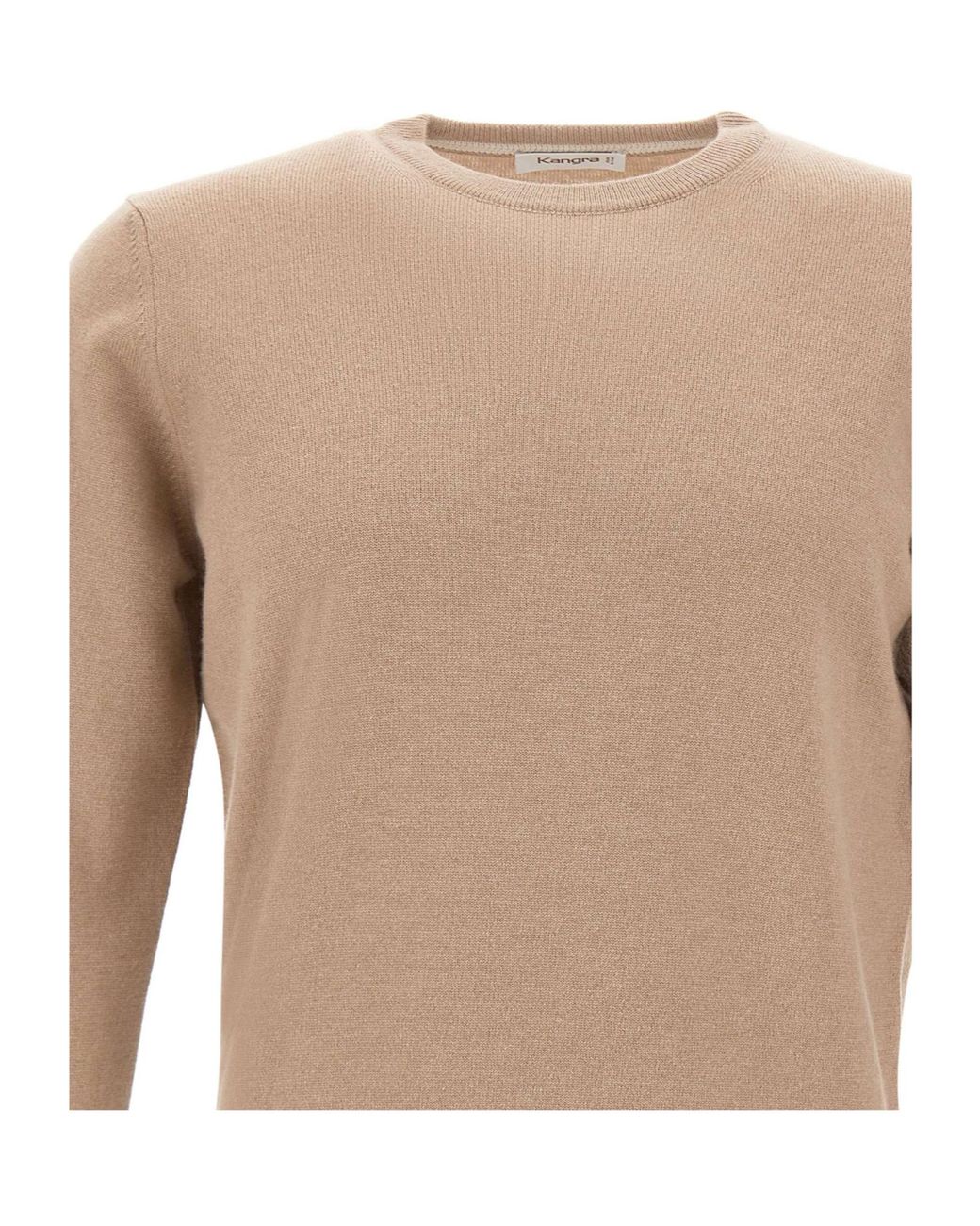 Kangra Cashmere Natural Kangra Ribbed Crew Neck Knitted Sweater for men