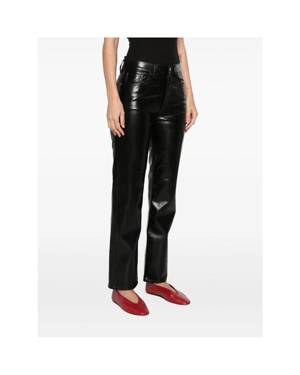 Agolde Black Five-Pocket Straight-Leg Trousers