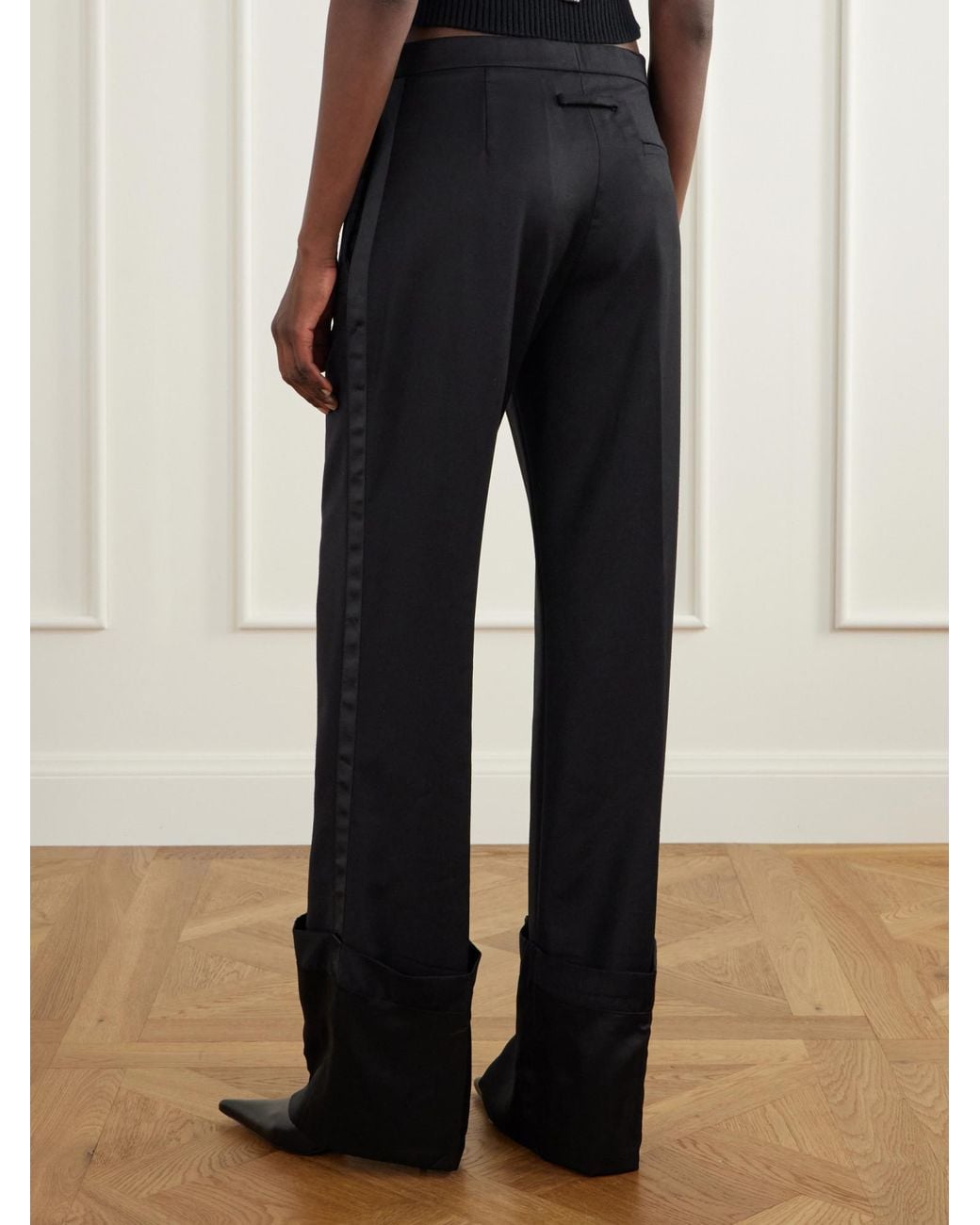 Jean Paul Gaultier Black Wool-Twll Wide-Leg Pants