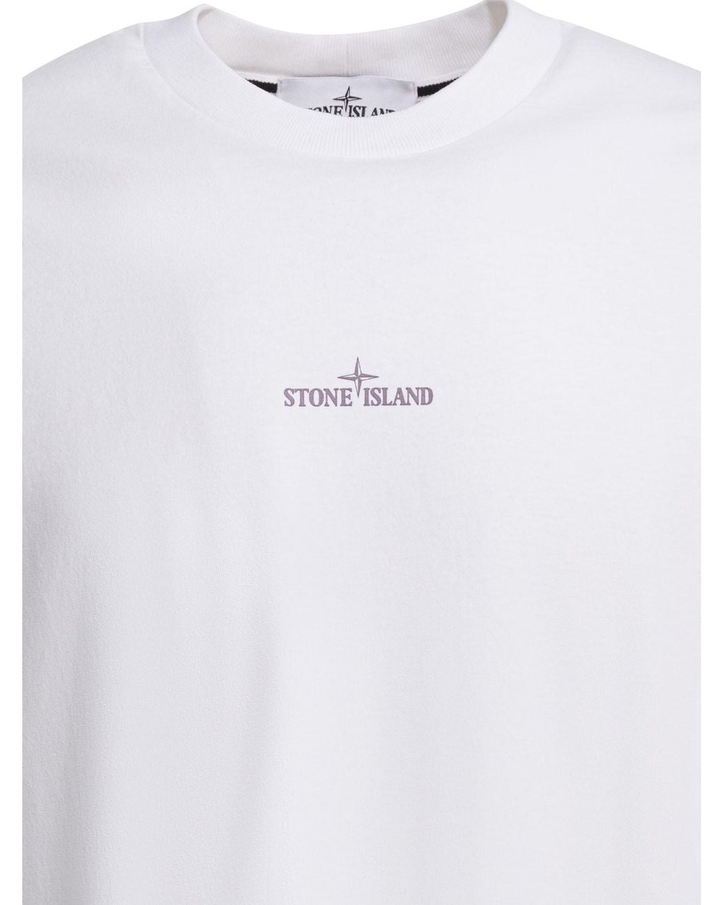 Stone Island White Cotton T-Shirt With Logo for men