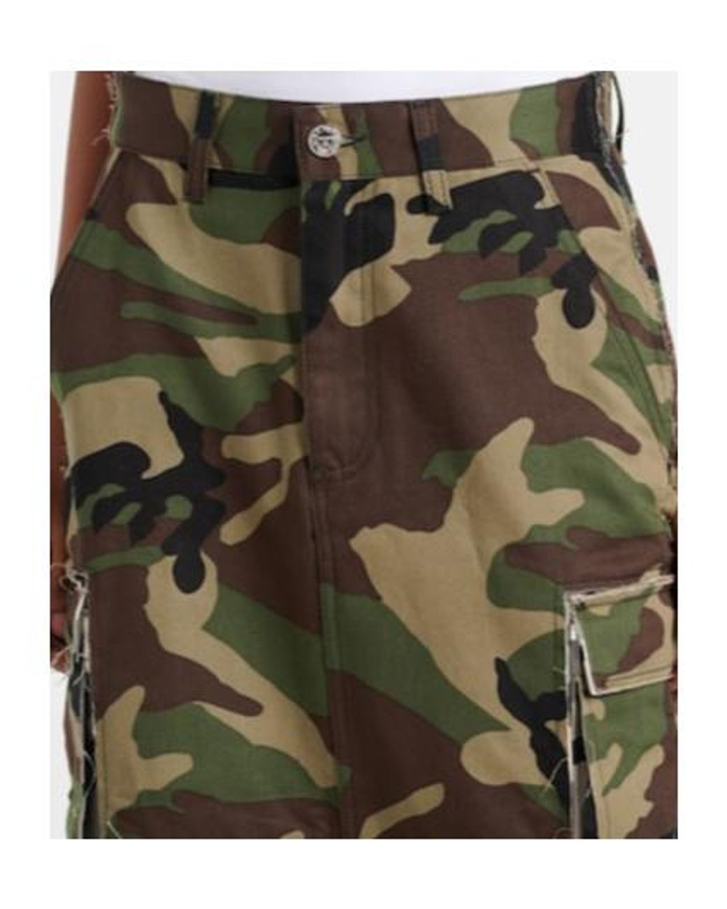 Vetements Green Camouflage Cotton Cargo Midi Skirt