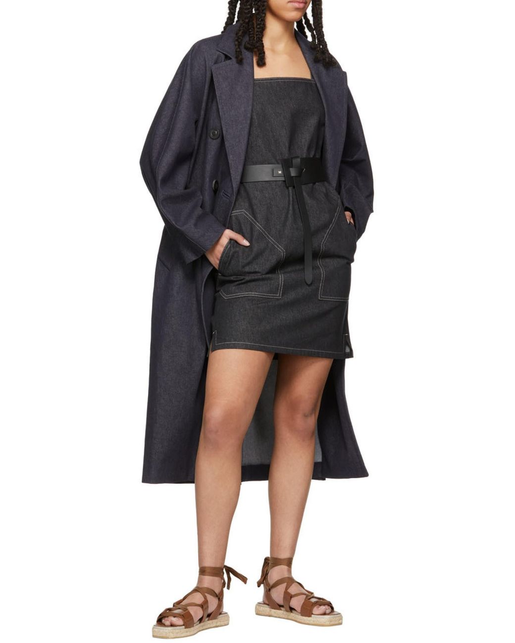 Max Mara Blue Denim Logo Coat