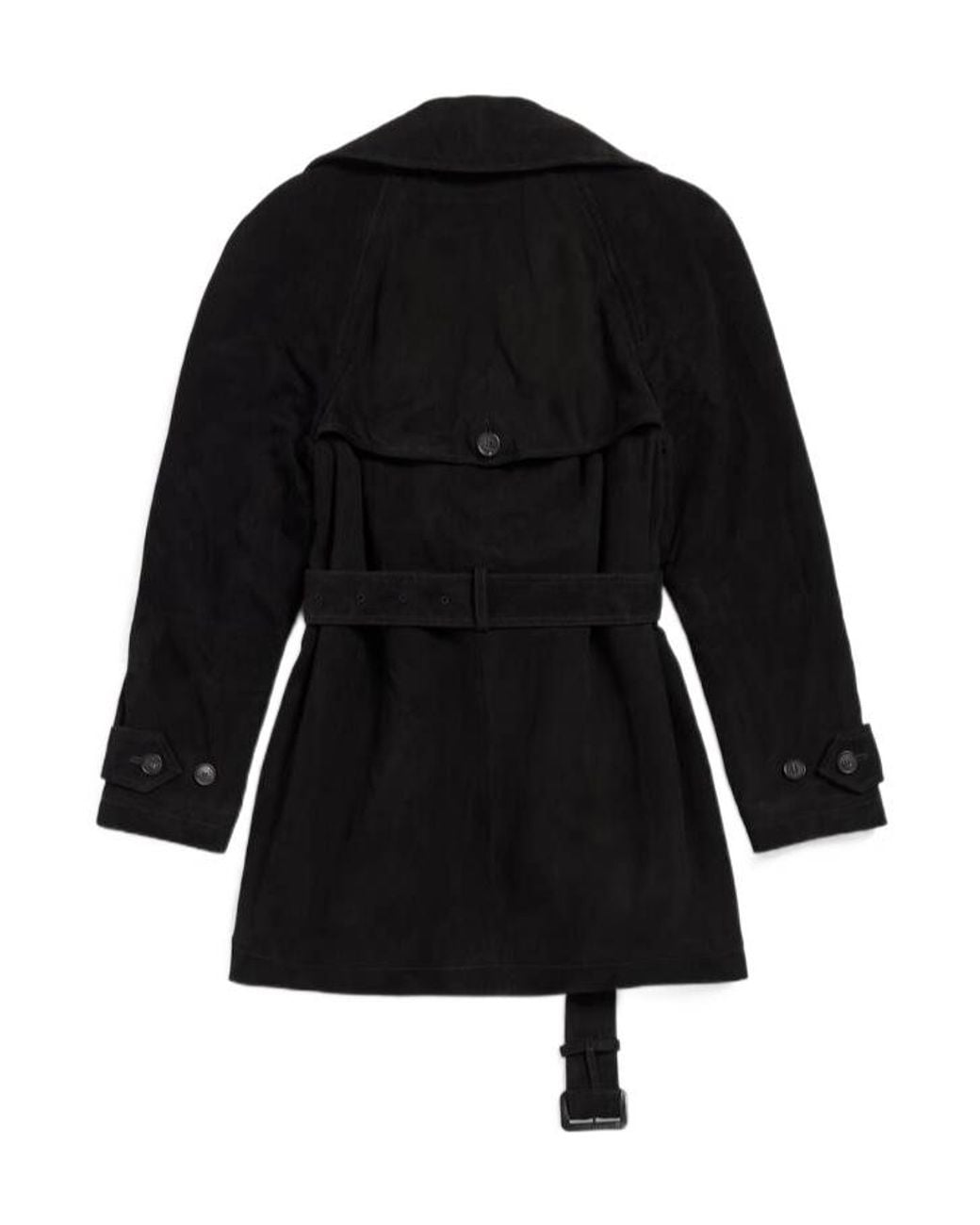 Balenciaga Black Cocoon Belted Short Trench Coat