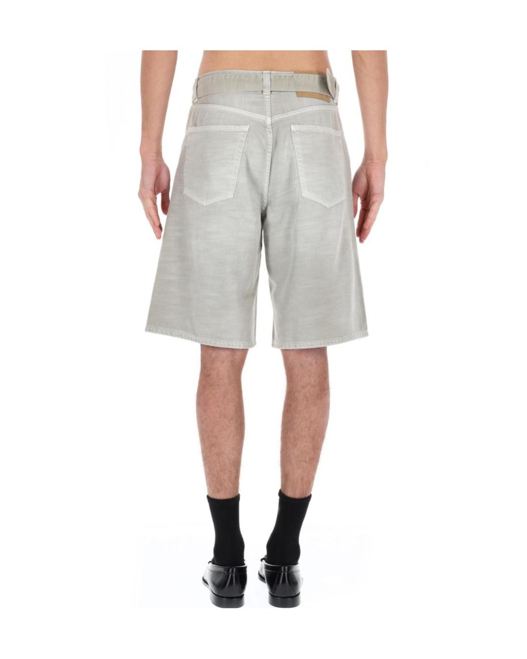 Haikure Gray Belted Bermuda Shorts for men