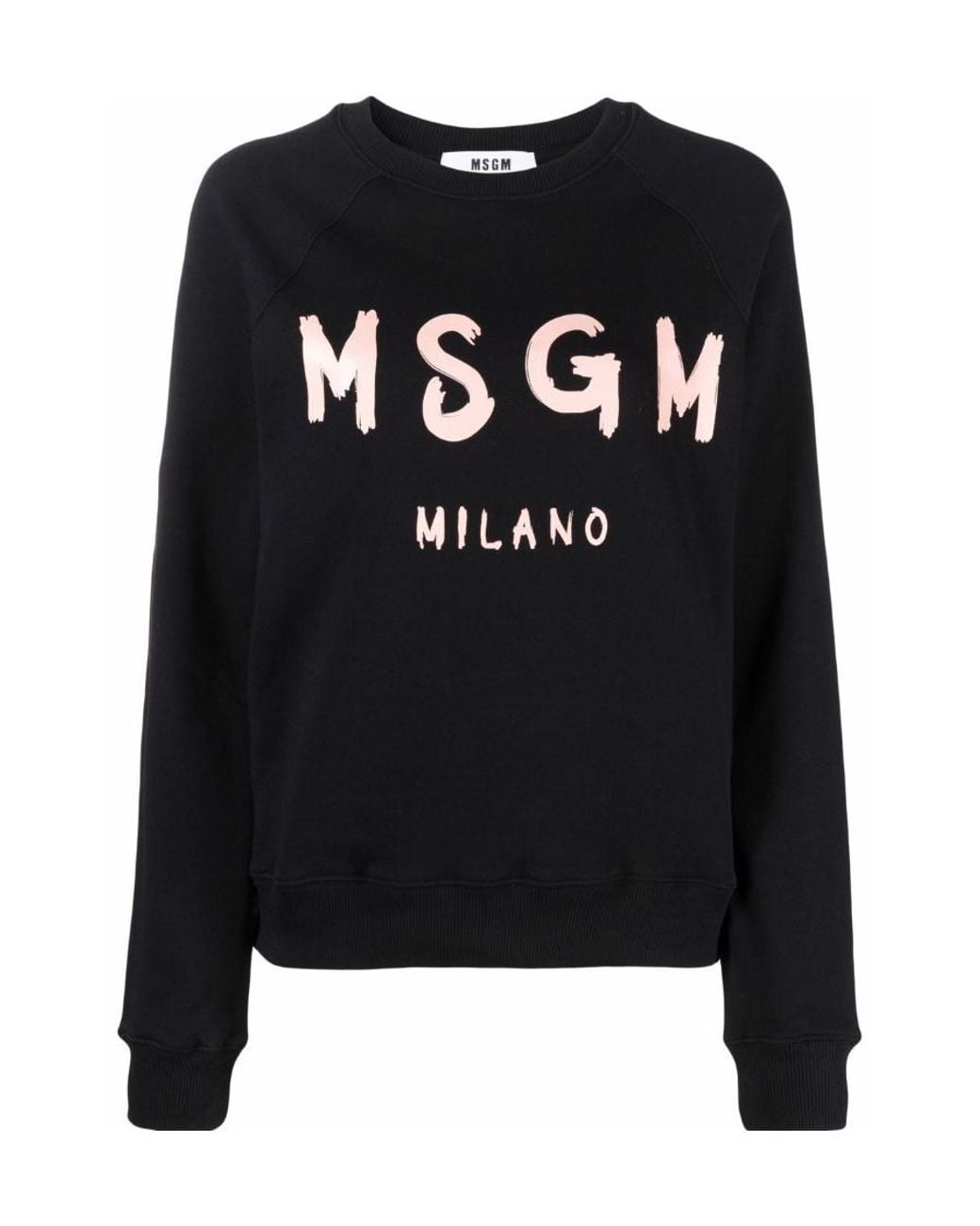 MSGM Black Crewneck Logo Sweatshirt