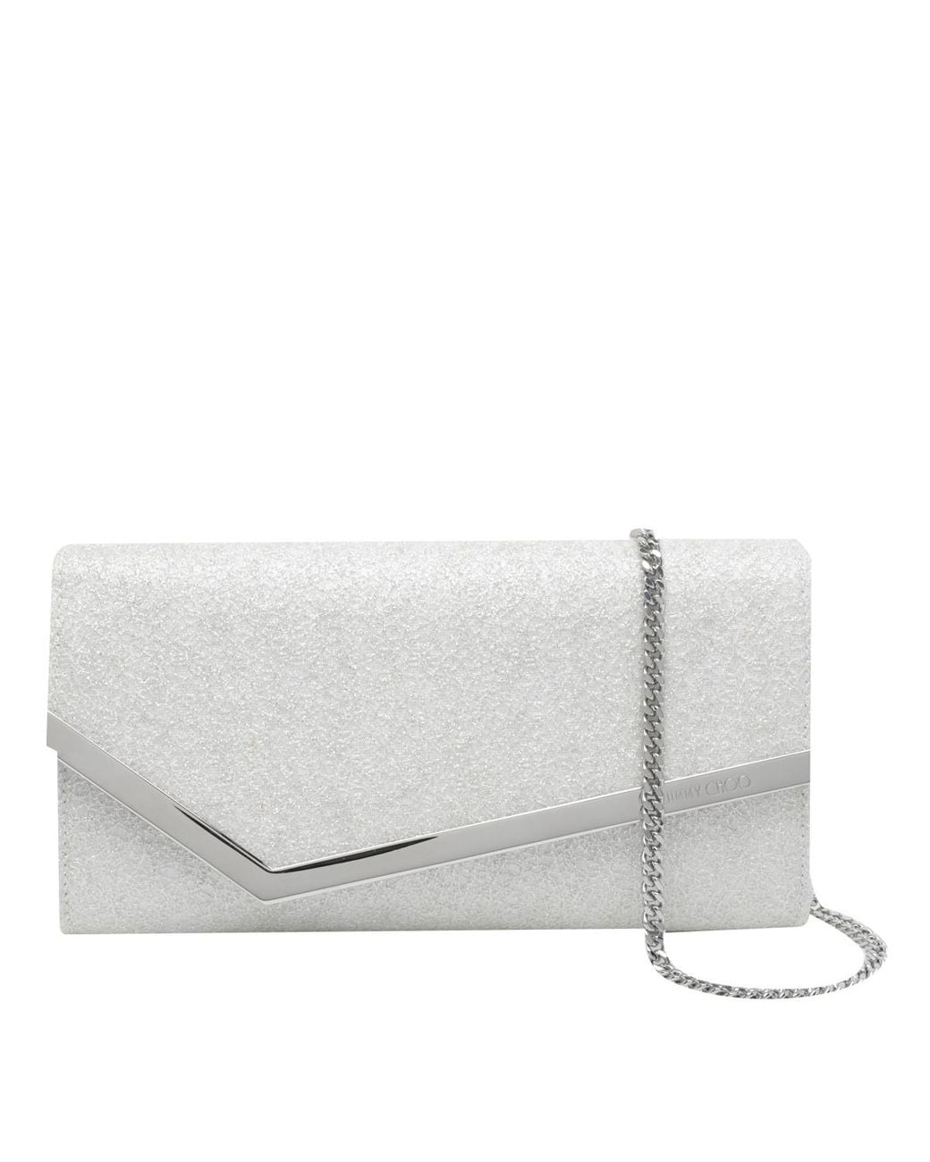 Jimmy Choo White Emmie Chain Clutch Bag