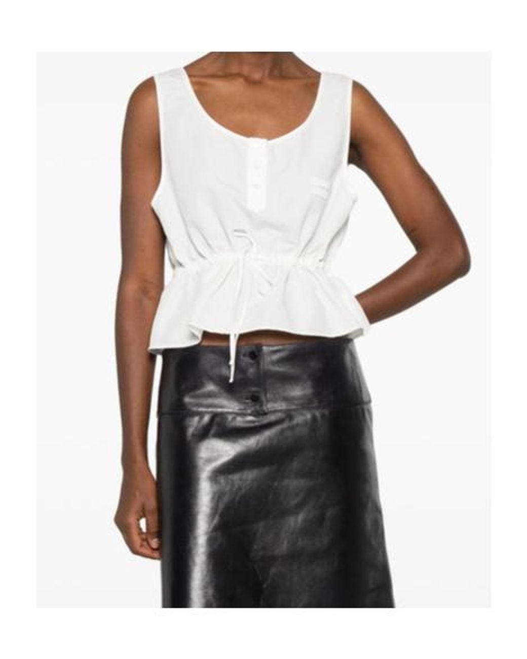 Miu Miu White Sleeveless Drawstring Top
