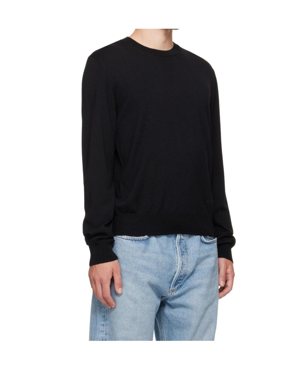 A.P.C. Black Matthieu Logo-Print Crew-Neck Sweater for men