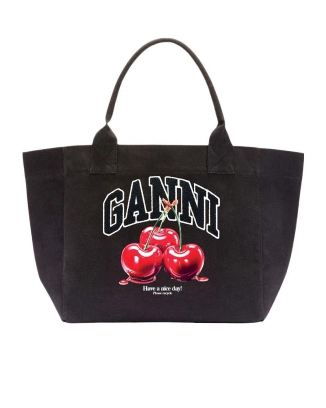 Ganni Black ガニー ミディアム チェリー トートバッグ