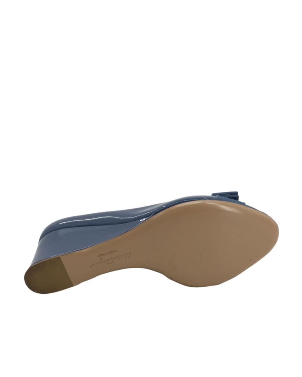 Ferragamo Blue Logo Open-Toed Heels