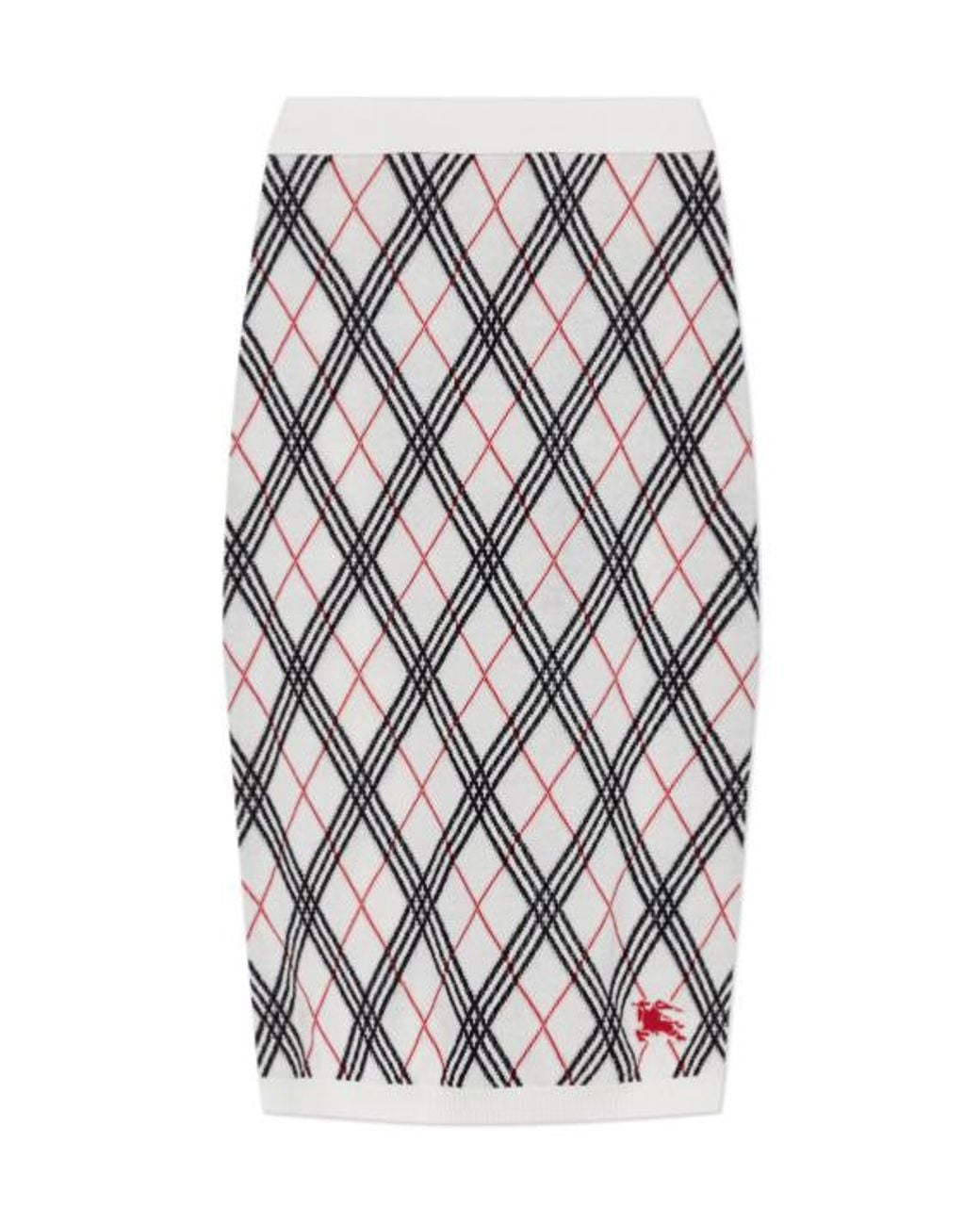 Burberry Multicolor Ekd Jacquard Checked Knitted Midi Skirt