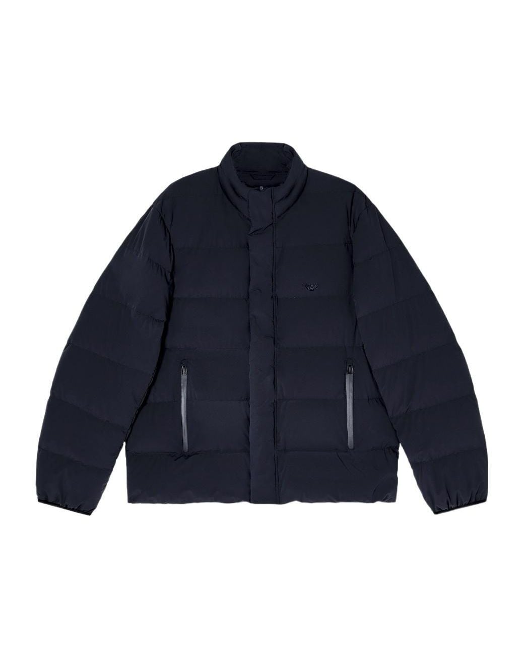 Emporio Armani Blue Nylon Down Jacket With Tone-On-Tone Logo On The Chest for men