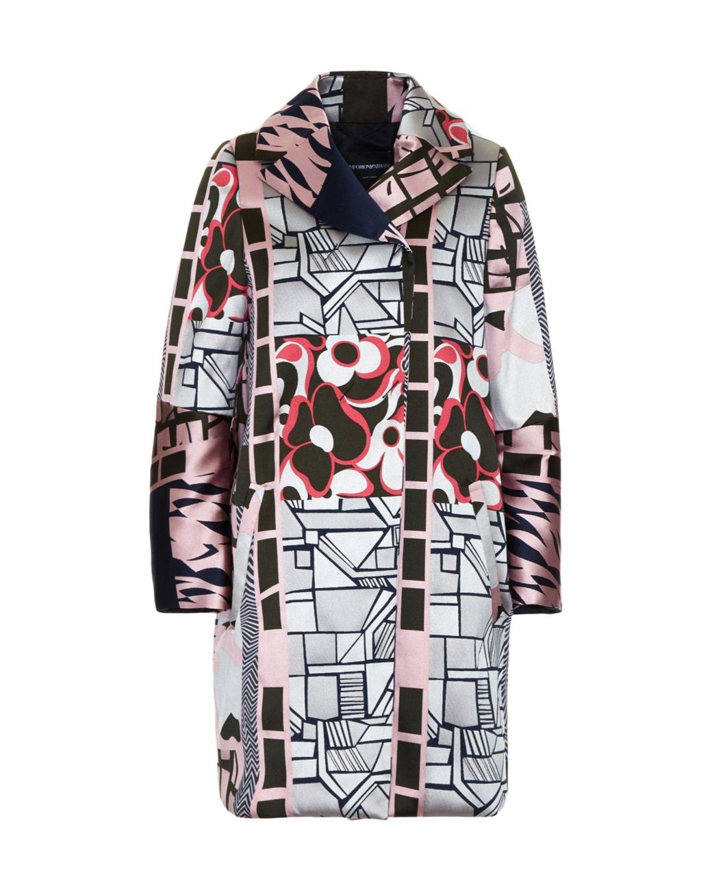Emporio Armani White Printed Hooded Coat