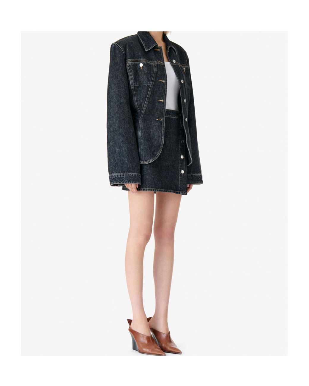 IRO Black Button-Front Mini Skirt