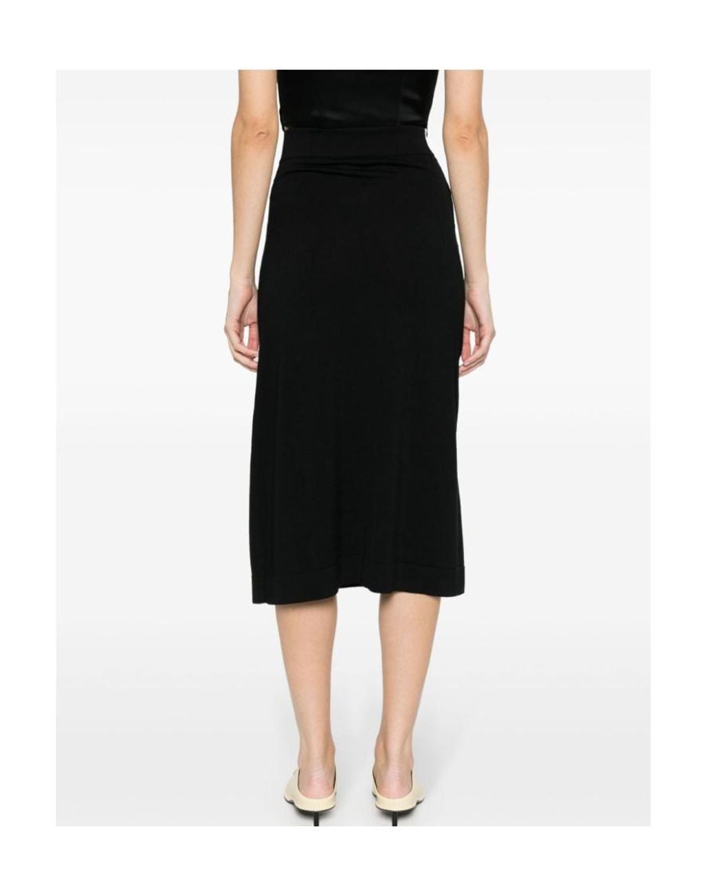 Jil Sander Black High-Waisted Virgin Wool Skirt
