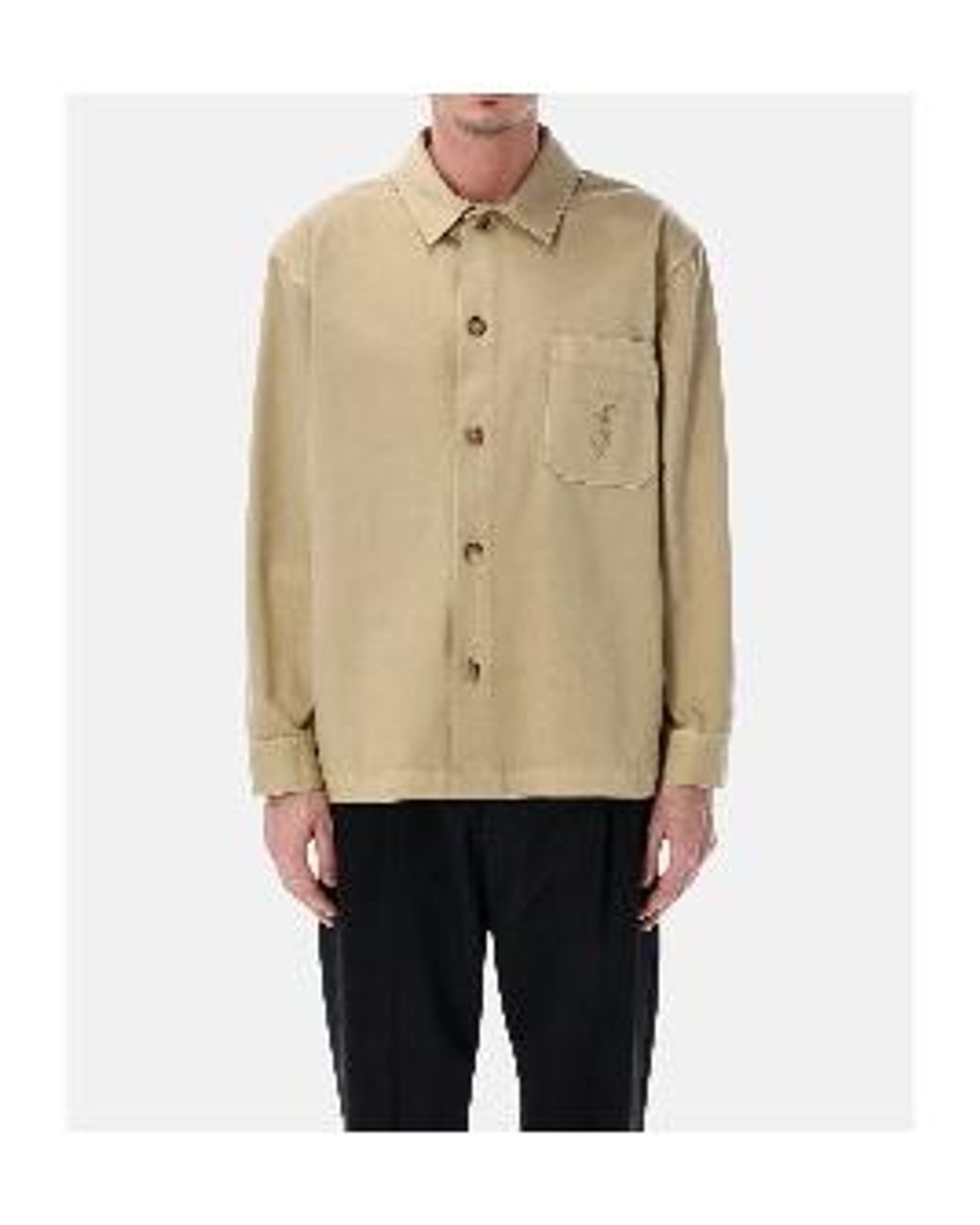 Saint Laurent Natural Cassandre Button-Up Overshirt for men