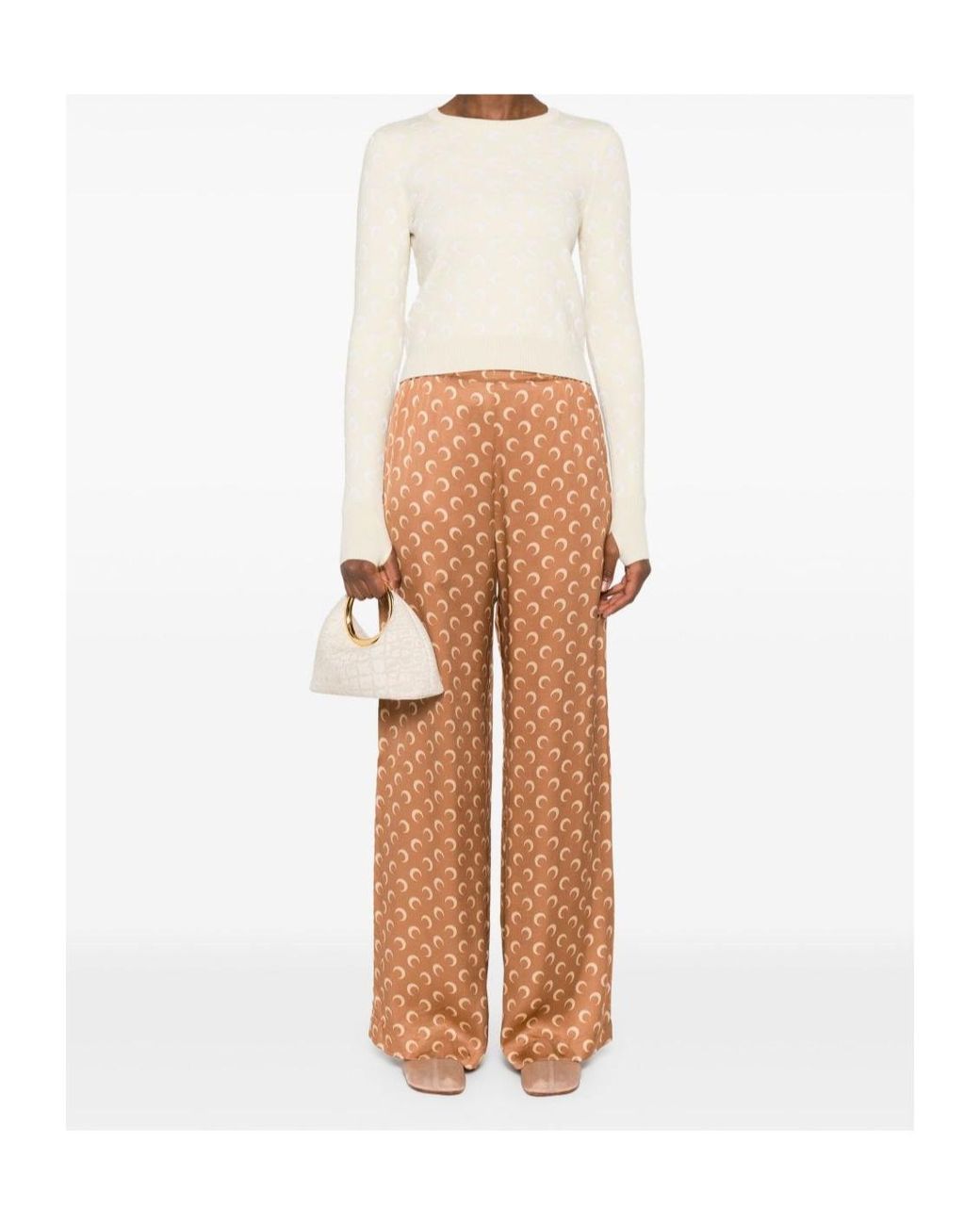 MARINE SERRE White Moon Jacquard Knit Fitted Jumper