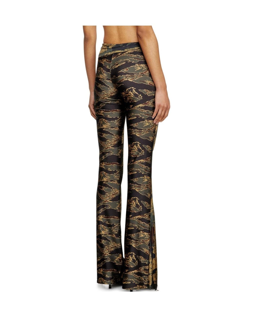 DIESEL Green P-Affal Mixed Camo Printed Flared Trousers