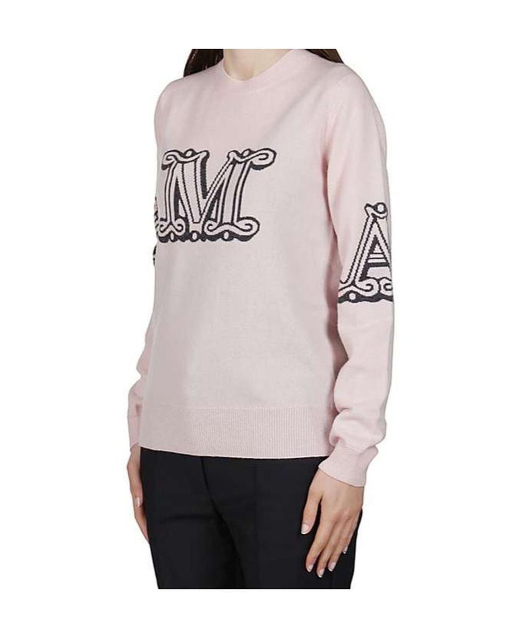 Max Mara Pink Cashmere Logo Pullover
