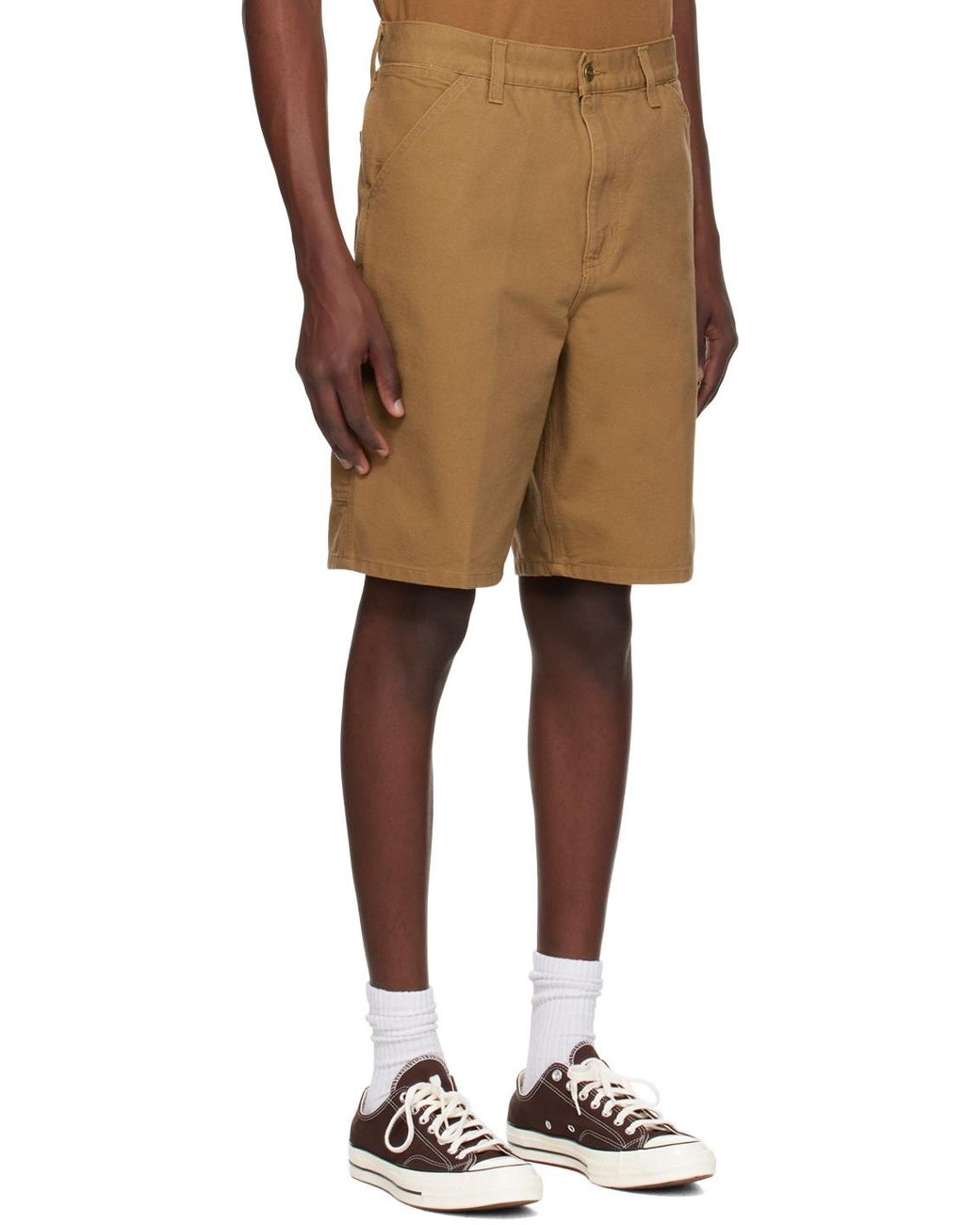 Carhartt Brown Logo Patch Chino Shorts for men