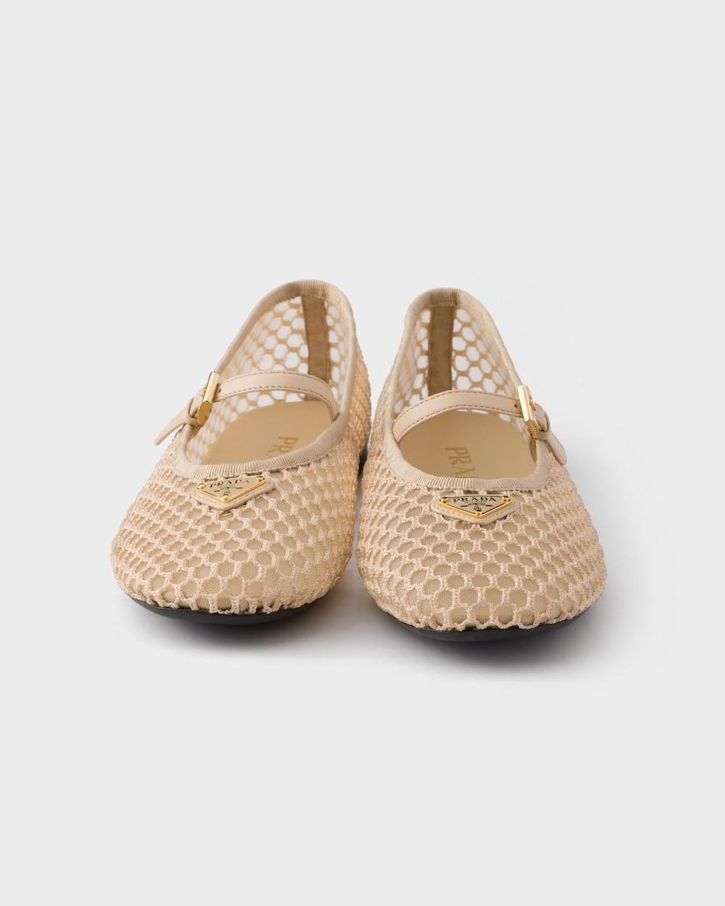 Prada Natural Mesh Fabric Ballerinas