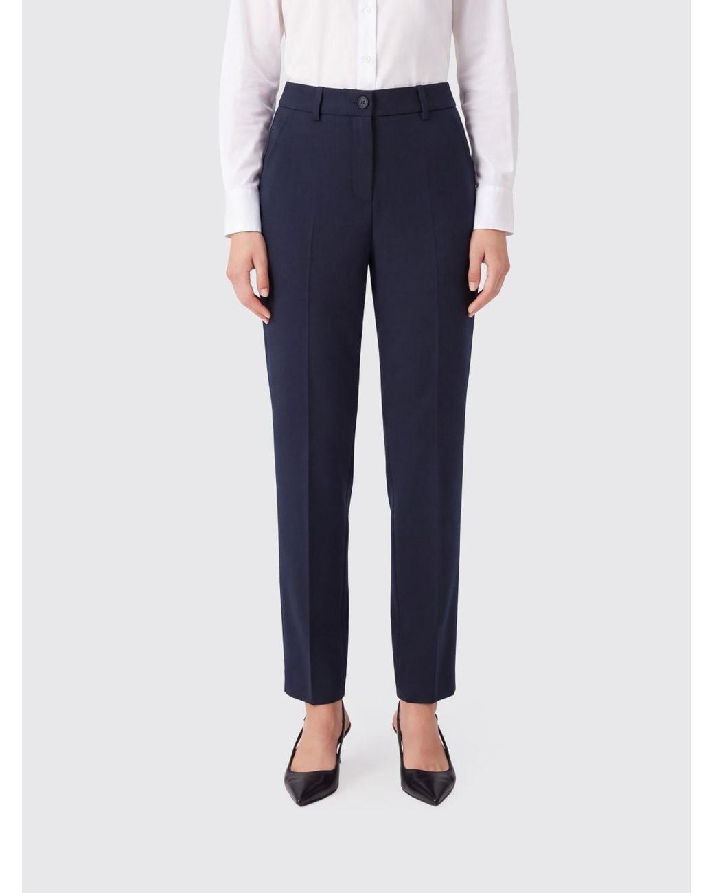 P.A.R.O.S.H. Blue Casual Trousers With Belt Loops