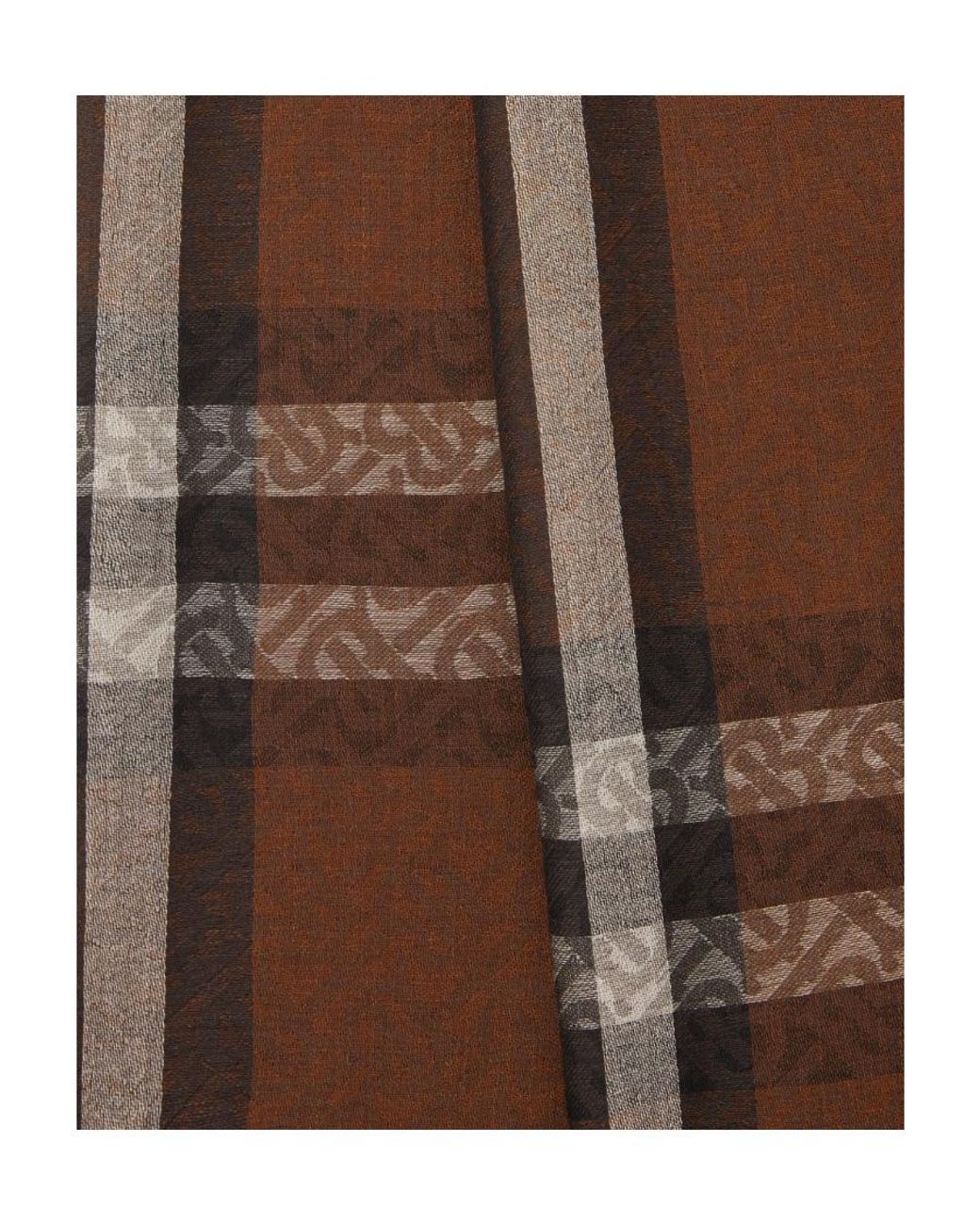 Burberry Brown Monogram Check-Print Scarf