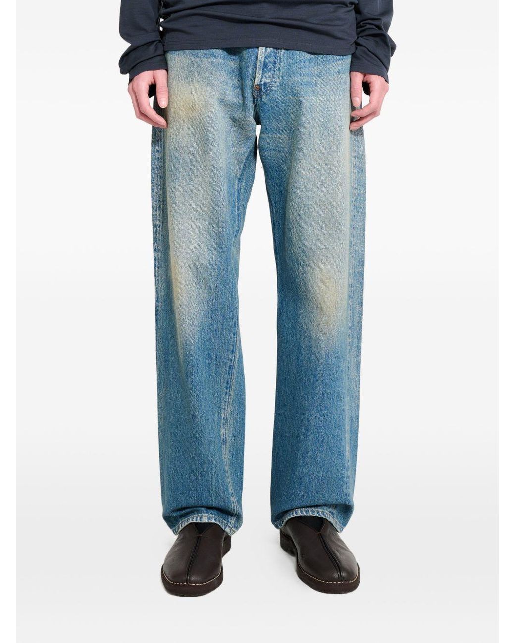 A.PRESSE Blue No 2 Washed Straight-Leg Jeans for men