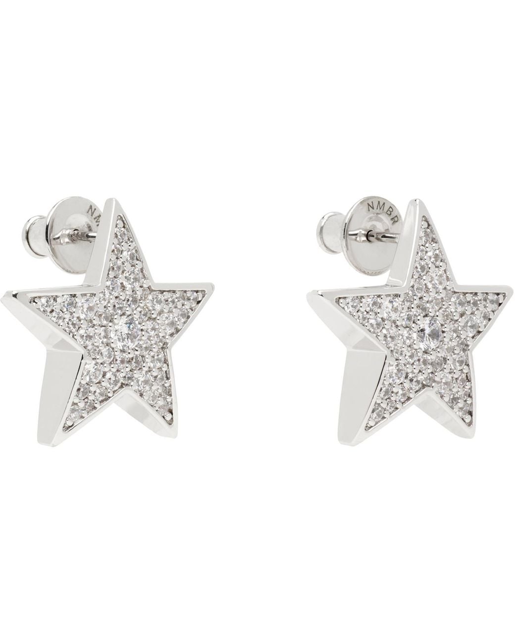 NUMBERING White Star Earrings for men