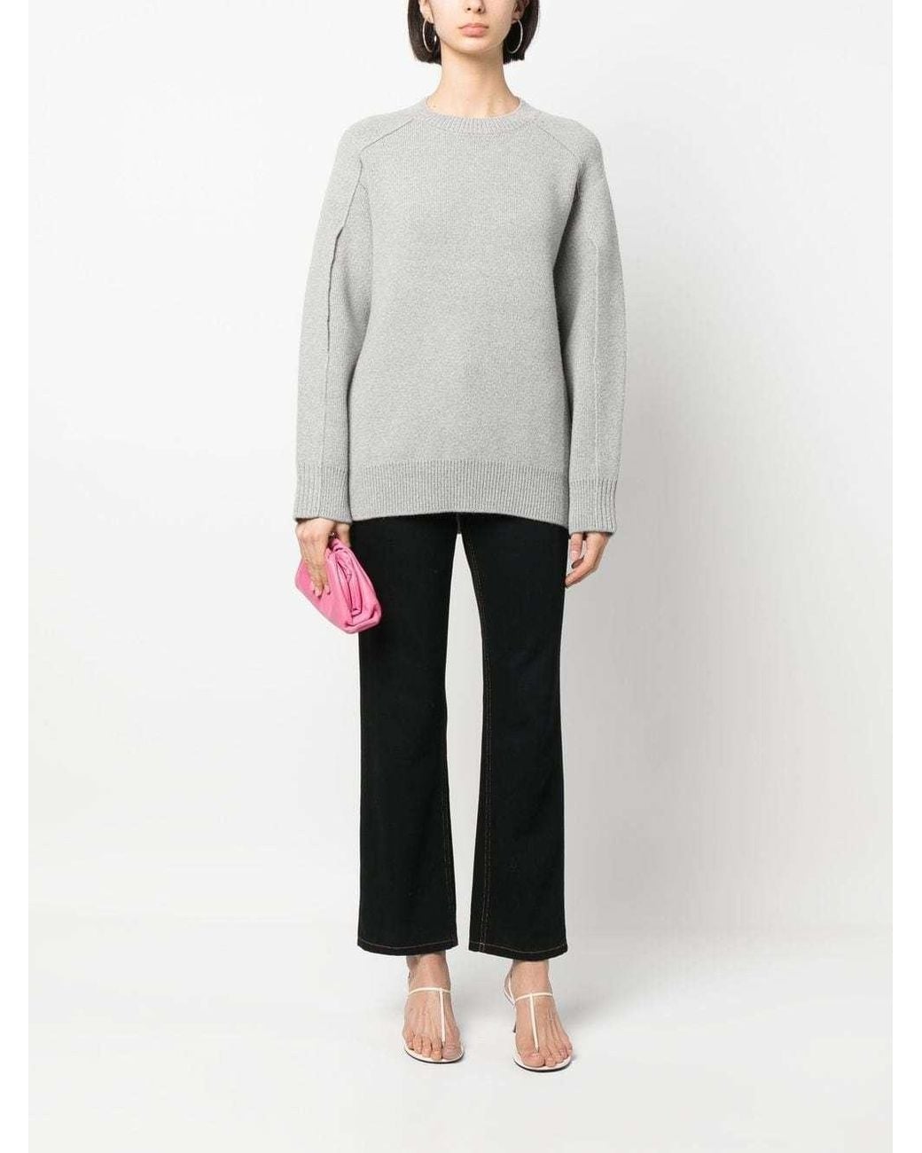 Lanvin Gray Round-Neck Cape-Back Jumper