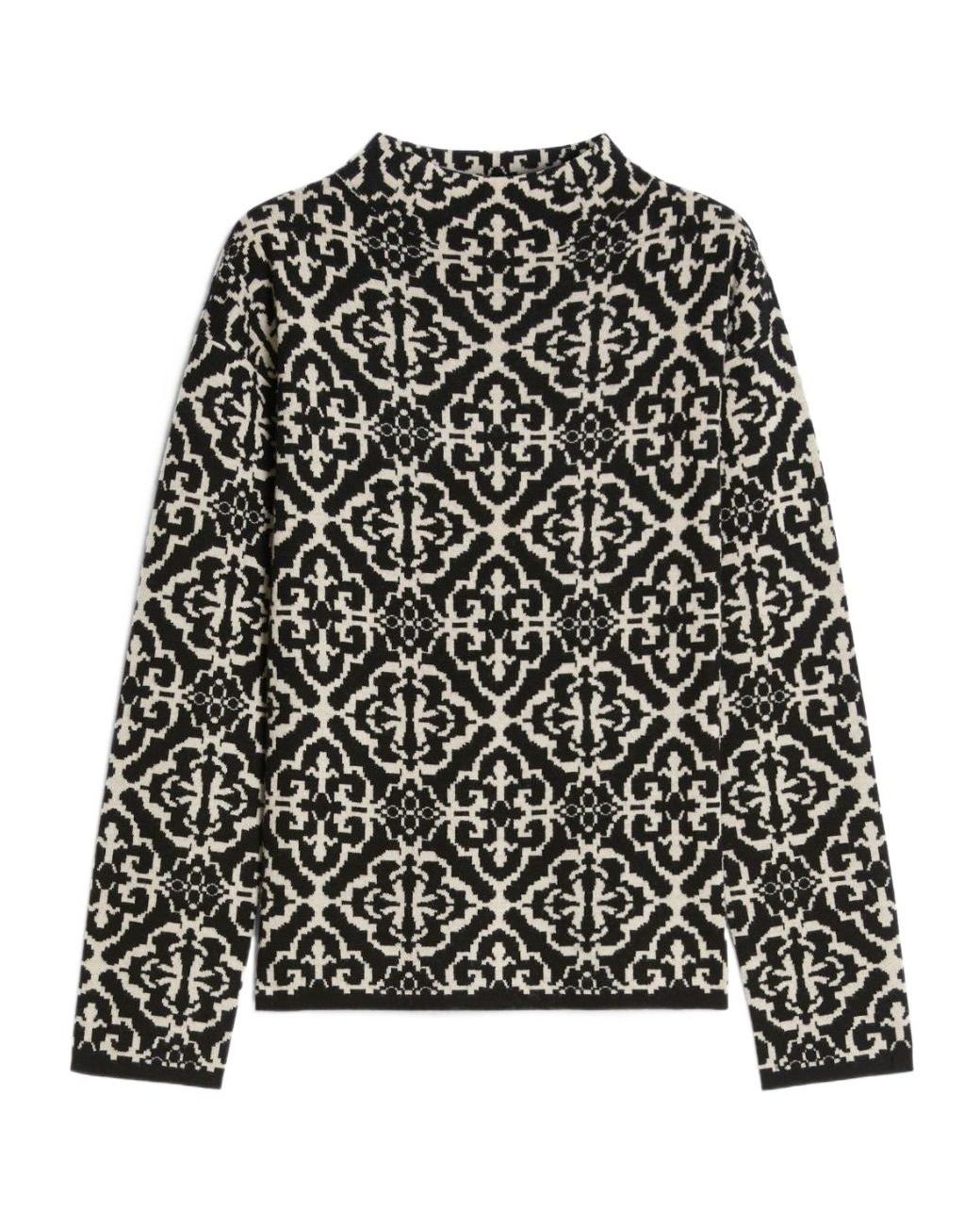 Max Mara Black Wool And Cashmere Jacquard Sweater