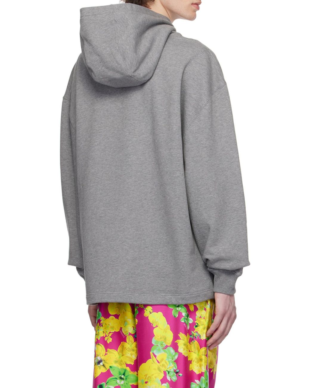 Versace Gray Logo Detailed Long Sleeved Hoodie for men