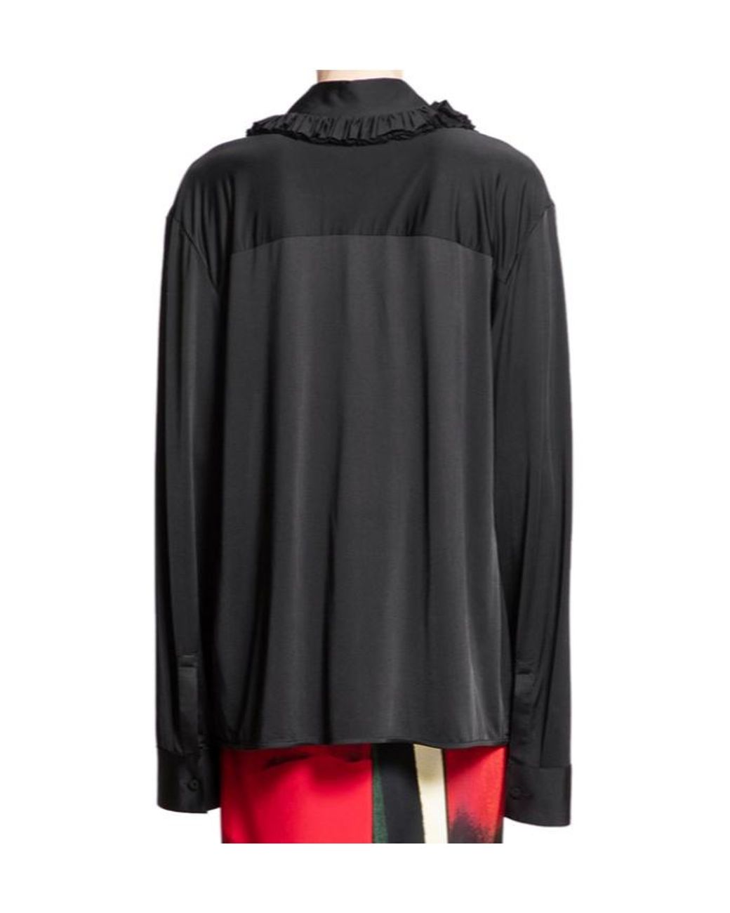Jil Sander Gray Ruffle Shirt
