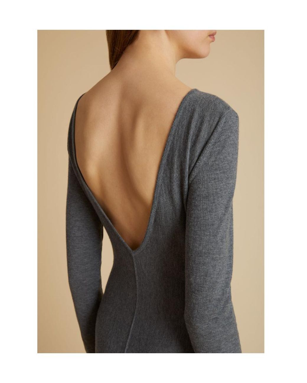 Khaite Gray The Dany Open-Back Pleated Dress