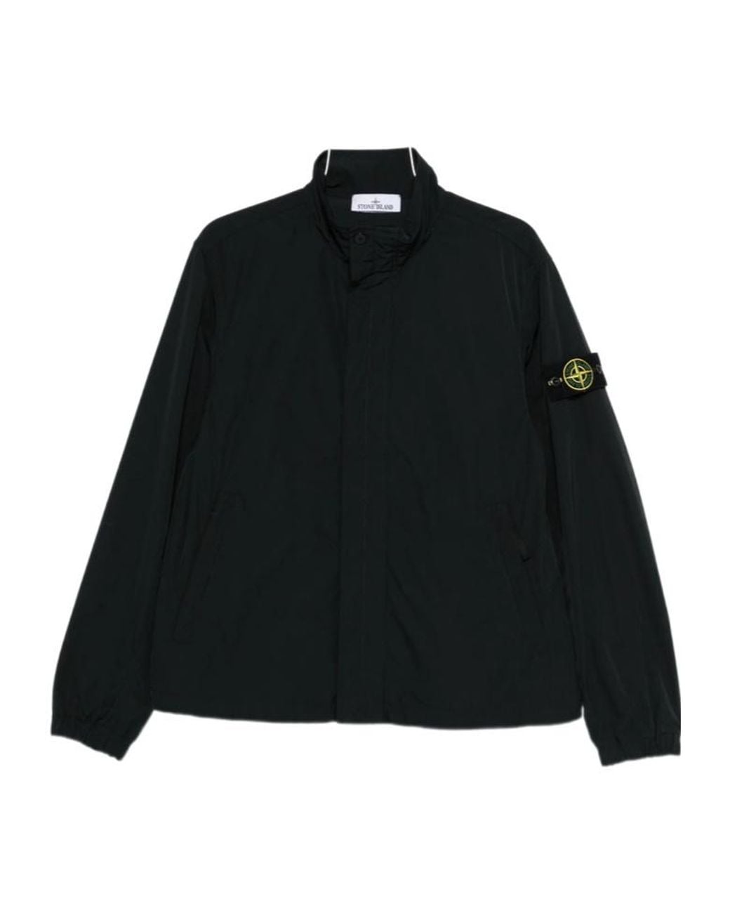 Stone Island Black Logo Patch High Neck Jacket for men