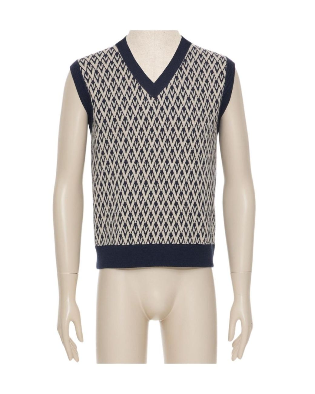 Valentino Blue Jacquard V-Neck Vest for men