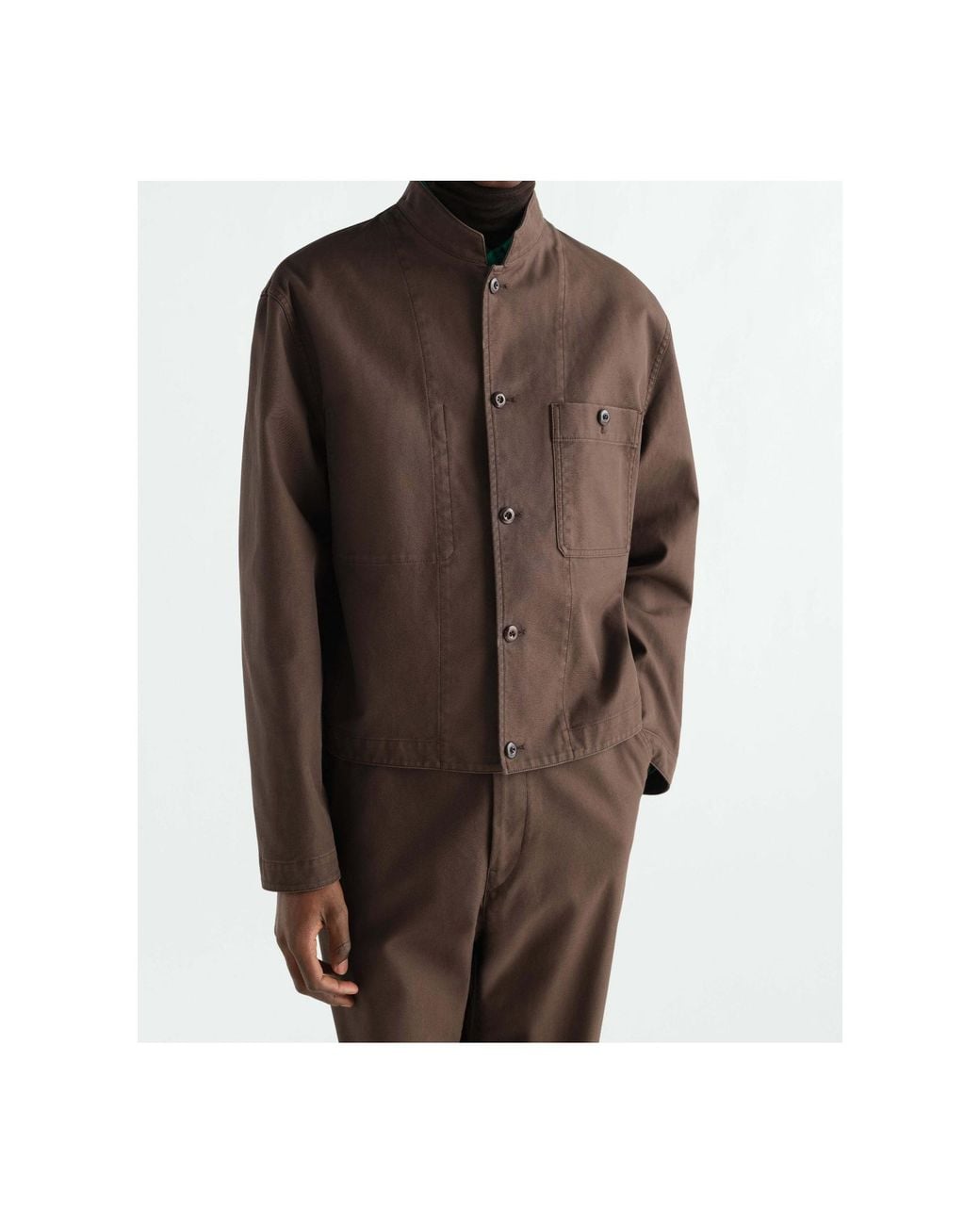Lemaire Brown Stand Collar Jacket for men