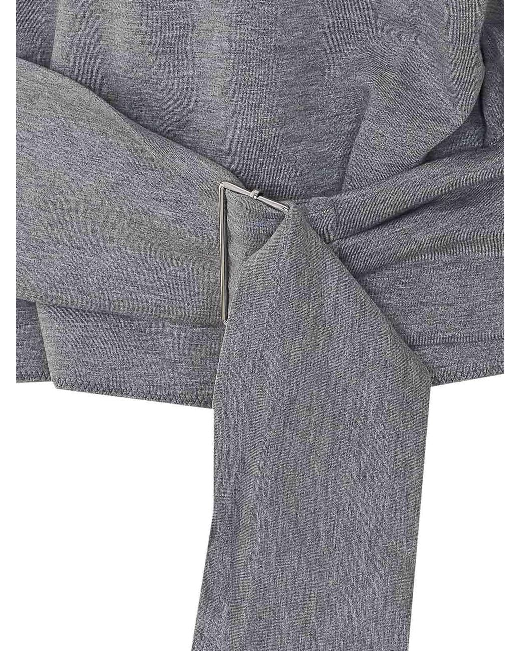 Lanvin Gray Long-Sleeve Tie-Detail Sweatshirt