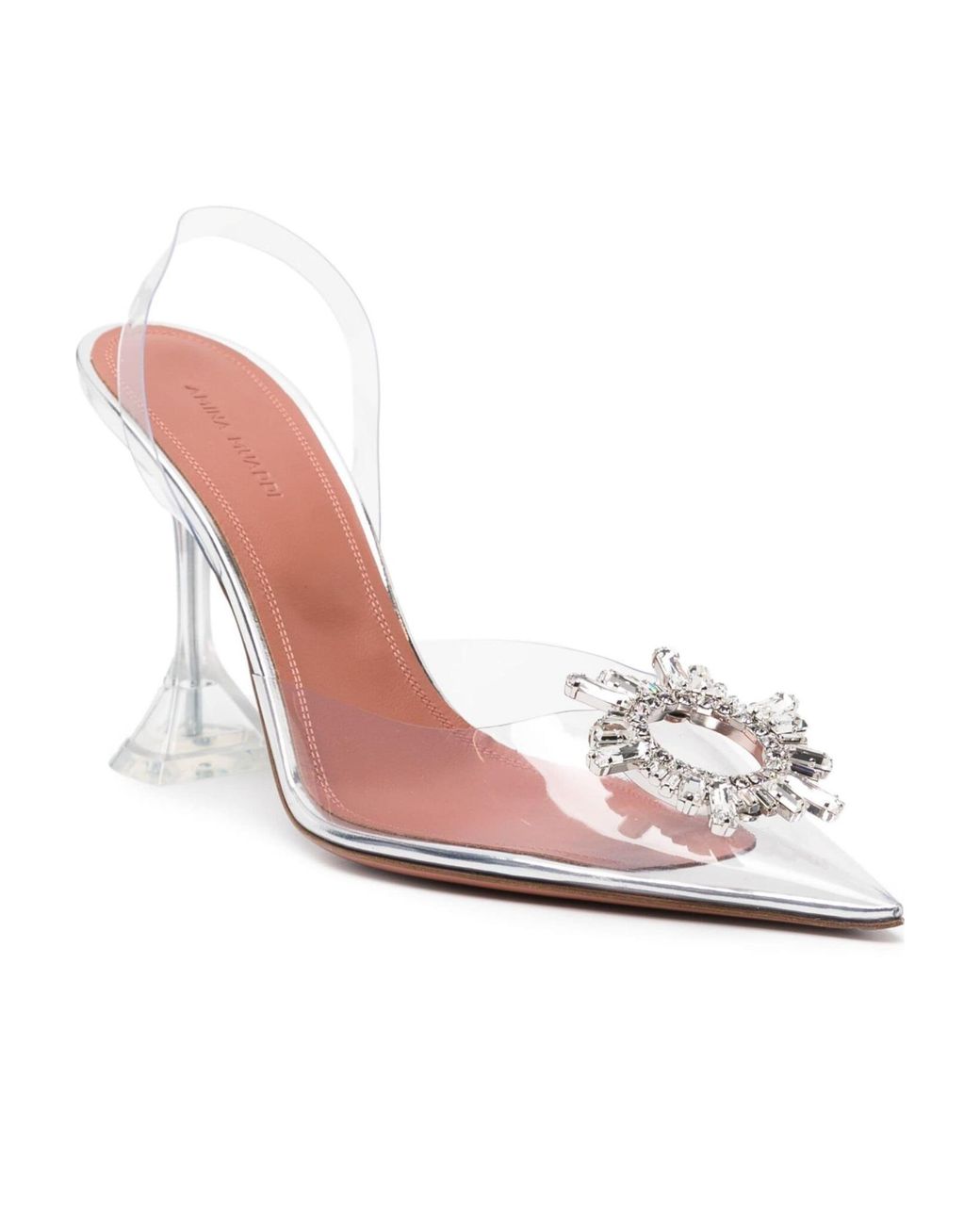 AMINA MUADDI White Logo-Embellished Slingback High-Heel Sandals
